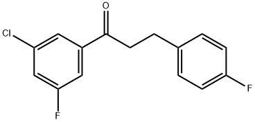 3'-クロロ-5'-フルオロ-3-(4-フルオロフェニル)プロピオフェノン 化学構造式