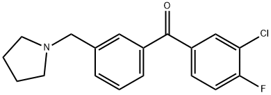 3-CHLORO-4-FLUORO-3'-PYRROLIDINOMETHYL BENZOPHENONE,898770-56-4,结构式