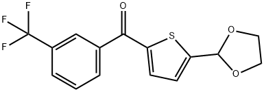 5-(1,3-ジオキソラン-2-イル)-2-(3-トリフルオロメチルベンゾイル)チオフェン 化学構造式