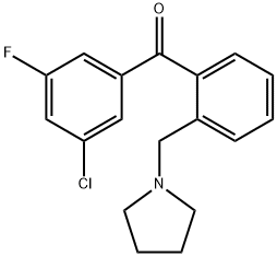 3-CHLORO-5-FLUORO-2'-PYRROLIDINOMETHYL BENZOPHENONE,898774-89-5,结构式