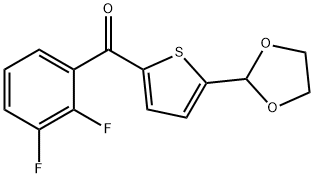 2-(2,3-ジフルオロベンゾイル)-5-(1,3-ジオキソラン-2-イル)チオフェン 化学構造式