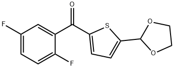 2-(2,5-ジフルオロベンゾイル)-5-(1,3-ジオキソラン-2-イル)チオフェン 化学構造式