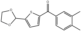 2-(3,4-ジメチルベンゾイル)-5-(1,3-ジオキソラン-2-イル)チオフェン 化学構造式