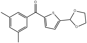2-(3,5-ジメチルベンゾイル)-5-(1,3-ジオキソラン-2-イル)チオフェン 化学構造式
