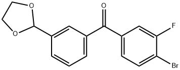 4-ブロモ-3'-(1,3-ジオキソラン-2-イル)-3-フルオロベンゾフェノン 化学構造式