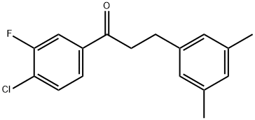 4'-クロロ-3-(3,5-ジメチルフェニル)-3'-フルオロプロピオフェノン 化学構造式