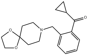 シクロプロピル2-[8-(1,4-ジオキサ-8-アザスピロ[4.5]デシル)メチル]フェニルケトン 化学構造式