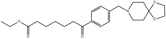 7-(4-((1,4-二噁烷-8-氮杂螺环并[4.5]癸-8-基)甲基)苯基)-7-氧代庚酸乙酯, 898782-13-3, 结构式
