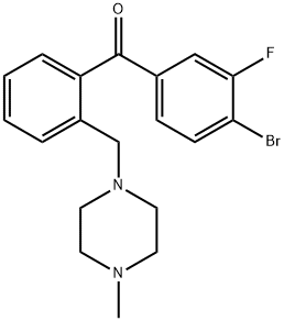 4-BROMO-3-FLUORO-2'-(4-METHYLPIPERAZINOMETHYL) BENZOPHENONE 化学構造式