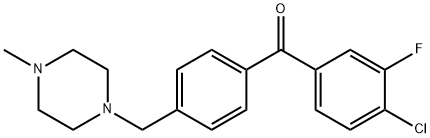 4-CHLORO-3-FLUORO-4'-(4-METHYLPIPERAZINOMETHYL) BENZOPHENONE 化学構造式