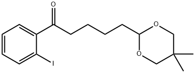 5-(5,5-ジメチル-1,3-ジオキサン-2-イル)-2'-ヨードバレロフェノン 化学構造式