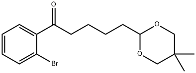 2'-ブロモ-5-(5,5-ジメチル-1,3-ジオキサン-2-イル)バレロフェノン 化学構造式