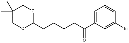 3'-ブロモ-5-(5,5-ジメチル-1,3-ジオキサン-2-イル)バレロフェノン 化学構造式