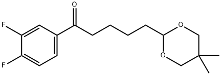 3',4'-ジフルオロ-5-(5,5-ジメチル-1,3-ジオキサン-2-イル)バレロフェノン 化学構造式
