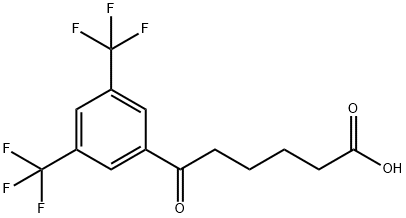 6-(3,5-ジトリフルオロメチルフェニル)-6-オキソヘキサン酸 化学構造式