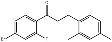 4'-ブロモ-3-(2,4-ジメチルフェニル)-2'-フルオロプロピオフェノン 化学構造式