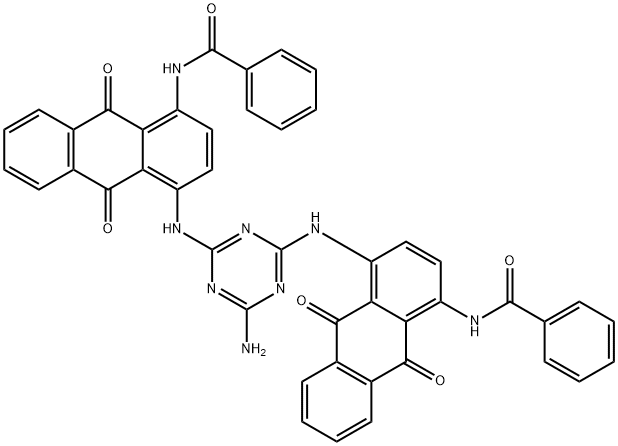 N,N'-[(6-amino-1,3,5-triazine-2,4-diyl)bis[imino(9,10-dihydro-9,10-dioxoanthracene-4,1-diyl)]]bis(benzamide),89923-46-6,结构式