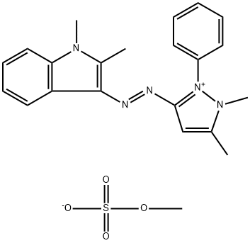 3-[(1,2-dimethyl-1H-indol-3-yl)azo]-1,5-dimethyl-2-phenyl-1H-pyrazolium methyl sulphate Structure