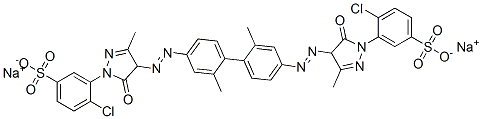 disodium 3,3'-[(2,2'-dimethyl[1,1'-biphenyl]-4,4'-diyl)bis[azo(4,5-dihydro-3-methyl-5-oxo-1H-pyrazole-4,1-diyl)]]bis[4-chlorobenzenesulphonate] Structure
