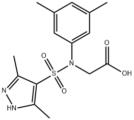 {(3,5-二甲基苯基)[(3,5-二甲基-1H-吡唑-4-基)磺酰基]氨基}乙酸 结构式