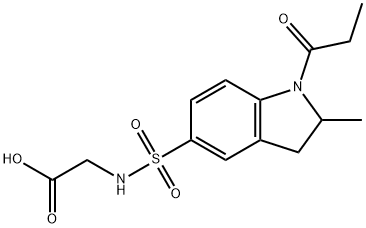 {[(2-methyl-1-propionyl-2,3-dihydro-1H-indol-5-yl)sulfonyl]amino}acetic acid Struktur