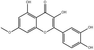 3,5-ジヒドロキシ-2-(3,4-ジヒドロキシフェニル)-7-メトキシ-4H-1-ベンゾピラン-4-オン 化学構造式