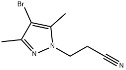 3-(4-溴-3,5-二甲基-1H-吡唑-1-基)丙腈, 90006-21-6, 结构式