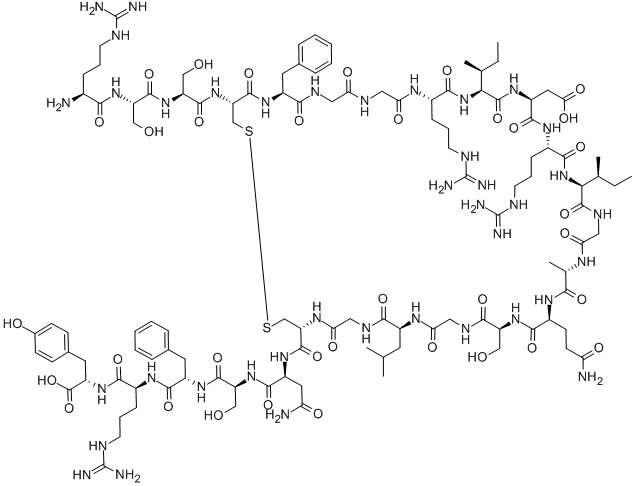 ARG-SER-SER-CYS-PHE-GLY-GLY-ARG-ILE-ASP-ARG-ILE-GLY-ALA-GLN-SER-GLY-LEU-GLY-CYS-ASN-SER-PHE-ARG-TYR(DISULFIDE BRIDGE: CYS4-CYS20), 90052-57-6, 结构式