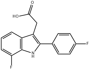 [7-Fluoro-2-(4-fluoro-phenyl)-1H-indol-3-yl]-acetic acid,901194-06-7,结构式