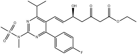 (5S,6E)-7-[4-(4-氟苯基)-6-异丙基-2-(N-甲基-N-甲磺酰基)嘧啶-5-基]-5-羟基-3-氧代-6-庚烯酸乙酯 结构式