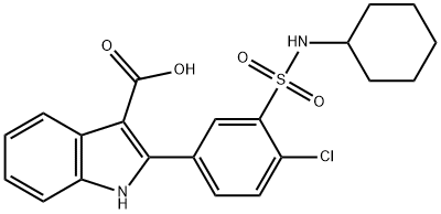 1H-Indole-3-carboxylic  acid,  2-[4-chloro-3-[(cyclohexylamino)sulfonyl]phenyl]- Structure