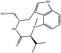 [2S,5S,(-)]-1,2,4,5,6,8-ヘキサヒドロ-5-(ヒドロキシメチル)-1-メチル-2-(1-メチルエチル)-3H-ピロロ[4,3,2-gh]-1,4-ベンゾジアゾニン-3-オン 化学構造式