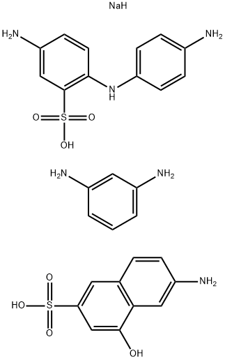 2-Naphthalenesulfonic acid, 6-amino-4-hydroxy-, coupled with diazotized 5-amino-2-[(4-aminophenyl)amino]benzenesulfonic acid, diazotized, coupled with m-phenylenediamine, sodium salts 化学構造式