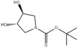 (3S,4S)-3,4-二羟基吡咯烷-1-羧酸叔丁酯, 90481-33-7, 结构式