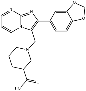 1-(2-BENZO[1,3]DIOXOL-5-YL-IMIDAZO[1,2-A]PYRIMIDIN-3-YLMETHYL)-PIPERIDINE-3-CARBOXYLIC ACID Structure