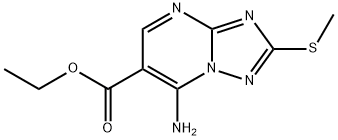 7-氨基-2-甲基硫代噻唑嘧啶-6-羧酸乙酯, 90559-98-1, 结构式