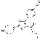 ETHYL 2-PIPERAZINE-4-(4-CYANO)PHENYL THIAZOLE-5-CARBOXYLATE Structure