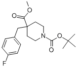 1-BOC-4-[(4-FLUOROPHENYL)METHYL]-4-PIPERIDINECARBOXYLIC ACID METHYL ESTER 结构式