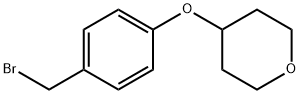 4-[4-(ブロモメチル)フェノキシ]テトラヒドロピラン 化学構造式