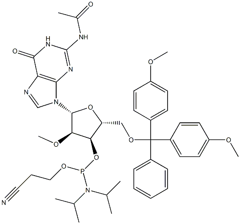 N-Acetyl-5'-O-(4,4-dimethoxytrityl)-2'-O-methylguanosine-3'-(2-cyanoethyl-N,N-diisopropyl)phosphoramidite|N-乙酰基-5'-O-(4,4-二甲氧基三苯甲基)-2'-O-甲基鸟苷-3'-(2-氰基乙基-N,N-二异丙基)亚磷酰胺