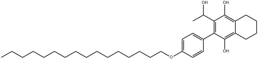 1,4-NAPHTHALENEDIOL, 2-[4-(HEXADECYLOXY)PHENYL]-5,6,7,8-TETRAHYDRO-3-(1-HYDROXYETHYL)- Structure