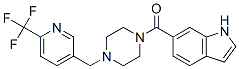 6-[(4-([6-(TRIFLUOROMETHYL)PYRIDIN-3-YL]METHYL)PIPERAZIN-1-YL)CARBONYL]-1H-INDOLE 化学構造式