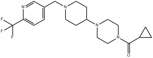 1-(CYCLOPROPYLCARBONYL)-4-(1-([6-(TRIFLUOROMETHYL)PYRIDIN-3-YL]METHYL)PIPERIDIN-4-YL)PIPERAZINE 化学構造式