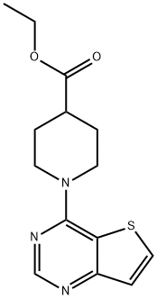 1-チエノ[3,2-D]ピリミジン-4-イルピペリジン-4-カルボン酸エチル 化学構造式