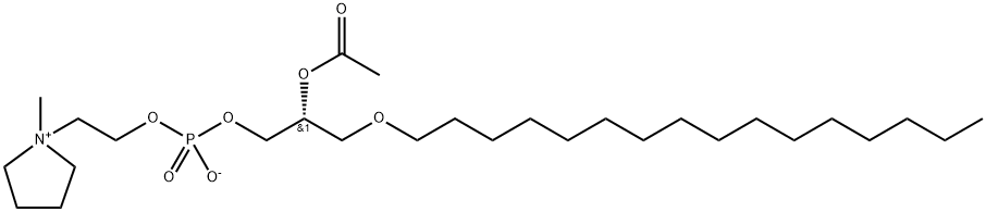 1-O-HEXADECYL-2-O-ACETYL-SN-GLYCERYL-3-PHOSPHORYL-N-METHYL-PYRROLIDINIUM ETHANOL 化学構造式