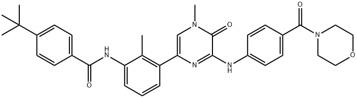 N-[3-[4,5-二氢-4-甲基-6-[[4-(4-吗啉基羰基)苯基]氨基]-5-氧代-2-吡嗪基]-2-甲基苯基]-4-(叔丁基)苯甲酰胺, 910232-84-7, 结构式