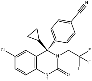 (S)-4-(6-chloro-4-cyclopropyl-2-oxo-3-(2,2,2-trifluoroethyl)-1,2,3,4-tetrahydroquinazolin-4-yl)benzonitrile Struktur