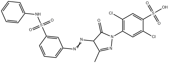 2,5-dichloro-4-[4,5-dihydro-3-methyl-5-oxo-4-[[3-[(phenylamino)sulphonyl]phenyl]azo]-1H-pyrazol-1-yl]benzenesulphonic acid Structure