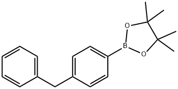 2-(4-ベンジルフェニル)-4,4,5,5-テトラメチル-1,3,2-ジオキサボロラン 化学構造式