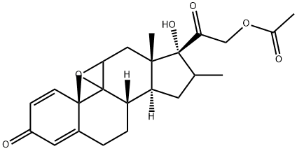 9,11β-环氧-17-羟基-16β-甲基-3,20-二氧-9β-孕烷-1,4-二烯-21-乙酸酯, 912-38-9, 结构式